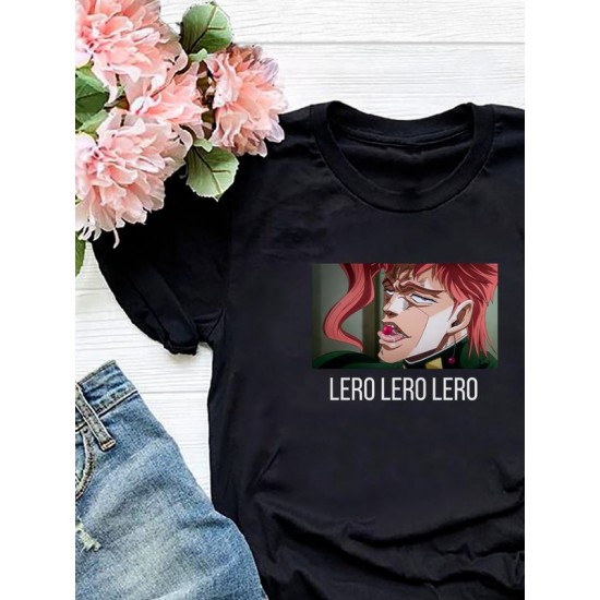 Футболка джо джо какеин и вишенка с принтом аниме мем с джоджо Kakyouin lero lero jojo bizarre adventure anime merch, черная женская мужская андеграунд стрит стайл одежда кэжуал стритстайл y2k casual