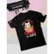 Футболка рамен из аниме с котом с принтом эстетика каваи котика, kawaii anime cat kawai kitty manga aesthetic для анимешника отаку, черная женская и мужская прикольная y2k одежда кэжуал стритстайл.