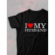 Парная футболка для двоих влюбленных на свадьбу "I love my husband" черная женская. Футболка с принтом "Я люблю своего мужа" для пар и для молодоженов.