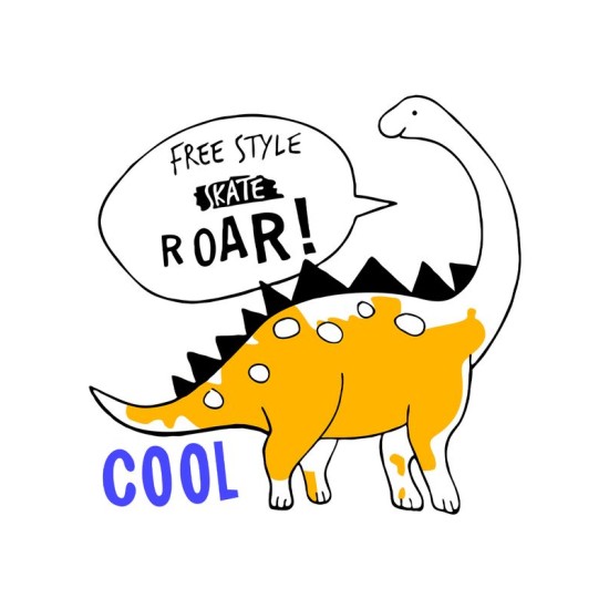 Детский шоппер Динозавры с прикольной надписью free style skate roar с принтом dinosaurs для мальчика и девочки. Тканевая сумка подростковая на плечо casual street style.