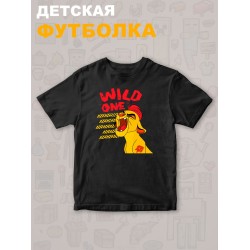 Футболка Король Лев с прикольной надписью wild one. Футболка детская с персонажем Кайон из the Lion King для мальчика и девочки. Одежда для детей и подростков стрит стайл кежуал.
