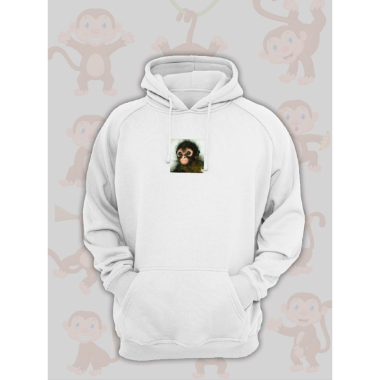 Худи парное для влюбленных с прикольной картинкой Обезьянка белое мужское. Худи с принтом monkey для пар и молодоженов в стиле y2k.