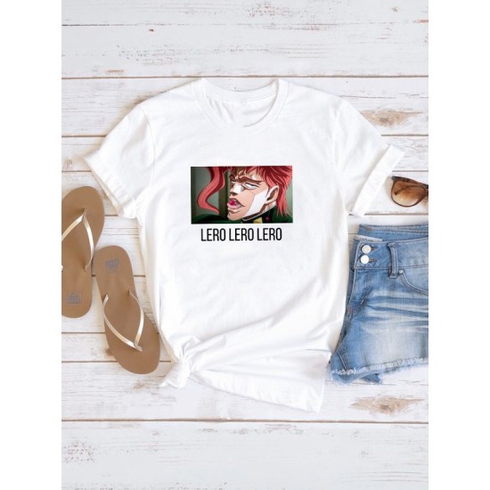 Футболка джо джо какеин и вишенка с принтом аниме мем с джоджо Kakyouin lero lero jojo bizarre adventure anime merch, белая женская мужская андеграунд стрит стайл одежда кэжуал стритстайл y2k casual.