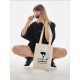 Шоппер аниме тянка и кролик каваи с принтом тян rabbit anime girl hentai merch с японскими иероглифами kawaii kawai бежевый, y2k стритстайл сумка для шопинга и покупок тканевая женская мужская кэжуал.