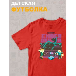 Футболка майнкрафт стив и алекс с драконом minecraft детская