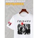Футболка с принтом Персонажи из страшного кино и надписью Friends оверсайз белая. Футболка унисекс с героями ужастиков для фанатов horror movies street style.