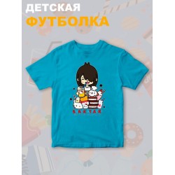 Футболка с принтом Toca Boca and Hello Kitty и прикольной надписью snack attack. Футболка детская Тока Бока и Хеллоу Китти для мальчика и девочки. Одежда для детей и подростков стрит стайл кежуал.