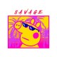 Футболка с героем Свинка Пеппа и прикольной надписью savage. Футболка детская с принтом Peppa pig для мальчика и девочки. Одежда для детей и подростков стрит стайл кежуал.