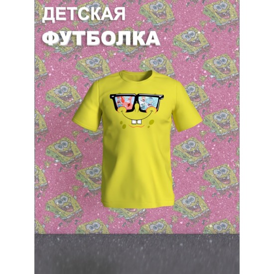 Футболка с героями Губка Боб, Патрик и Сквидвард. Футболка детская с принтом Spongebob для мальчика и девочки. Одежда для детей и подростков стрит стайл кежуал.