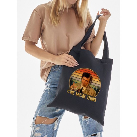 Шоппер эстетика детектив Коломбо Columbo с принтом ретро винтаж vintage retro 90 s style в стиле 90 х черный, стритстайл сумка для шопинга и покупок тканевая женская мужская кэжуал y2k style casual.