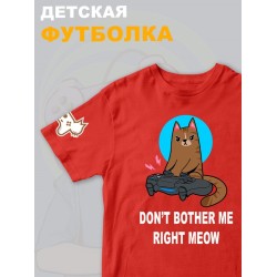 Футболка с котом геймером и надписью meow детская