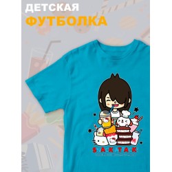 Футболка с принтом Toca Boca and Hello Kitty и прикольной надписью snack attack. Футболка детская Тока Бока и Хеллоу Китти для мальчика и девочки. Одежда для детей и подростков стрит стайл кежуал.