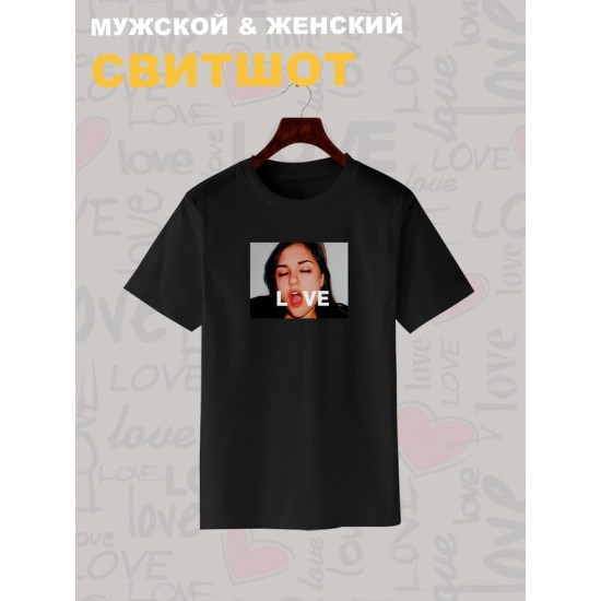 Футболка с сашей грей love эстетика с принтом надписью любовь sasha gray aesthetic, черная женская и мужская, андеграунд стрит стайл прикольная эстетичная одежда кэжуал, underground casual унисекс.