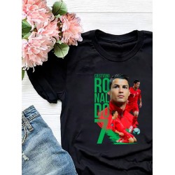 Футболка криштиану роналду реал мадрид cristiano ronaldo с принтом игроков футбола футболистов для фаната футбола, черная мужская и женская прикольная одежда кэжуал casual sportswear спортивный стиль.