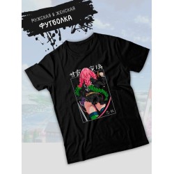Футболка клинок рассекающий демонов Мицури demon slayer с принтом аниме anime girl hentai истребитель демонов столп любви Kimetsu no Yaiba, черная женская мужская стрит стайл одежда кэжуал стритстайл.