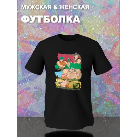 Футболка south park южный парк и прикол с принтом ниндзя в стиле аниме и эстетики манги, ninja anime manga для анимешника, черная женская и мужская прикольная андеграунд одежда кэжуал, стритстайл y2k.