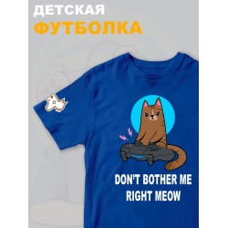 Футболка с котом геймером и надписью meow детская