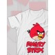 Парная футболка для двоих влюбленных на свадьбу "Angry birds" белая мужская. Футболка с принтом для пар и для молодоженов.