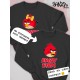 Парный свитшот для двоих влюбленных на свадьбу "Angry birds" черный мужской. Свитшот с принтом "Энгри Бердз" для пар и для молодоженов.