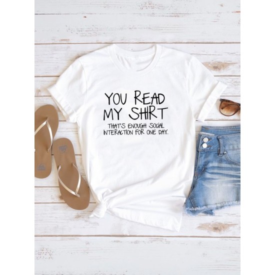 Футболка унисекс с прикольной надписью "You read my shirt" оверсайз белая. Футболка с принтом в стиле кэжуал.