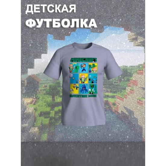 Футболка Майнкрафт с персонажами Стив и Крипер. Футболка детская с принтом Minecraft для мальчика и девочки. Одежда для детей и подростков street style casual.