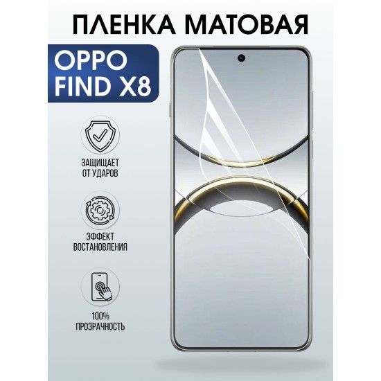 Защитная пленка на телефон Oppo Find x8 матовая. Полиуретановая бронепленка на экран смартфона Оппо Финд х8.