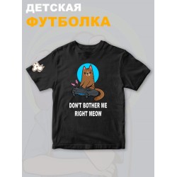 Футболка с котом геймером и надписью meow детская