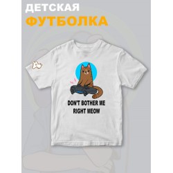 Футболка с котом геймером и надписью meow детская
