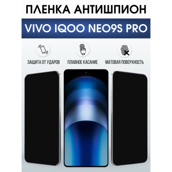 Защитная гидрогелевая пленка для VIVO IQOO NEO9S PRO, полиуретановая плёнка антишпион на мобильный телефон Виво нео9с про.