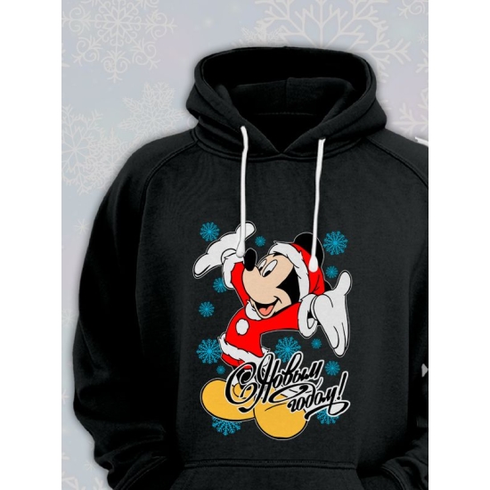 Худи парное для двоих влюбленных на свадьбу " С Новым годом " черное мужское. Худи с принтом Микки Маус для пар и для молодоженов.