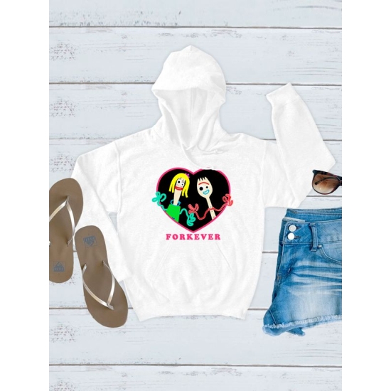 Худи с принтом История игрушек на День Валентина оверсайз белое. Худи унисекс с сердцем и персонажем Вилкинс в стиле street style для молодежи.