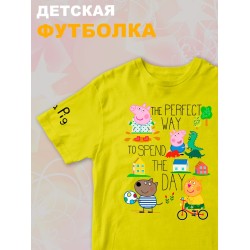 Футболка с героями мультфильма Свинка Пеппа и прикольной надписью. Футболка детская с принтом Peppa pig для мальчика и девочки. Одежда для детей и подростков стрит стайл кежуал.