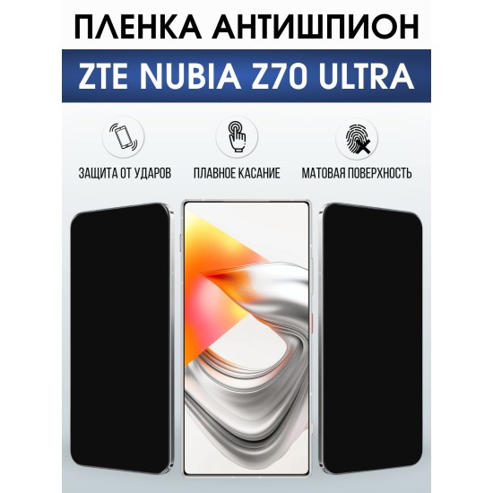 Защитная пленка на телефон ZTE Nubia z70 ultra антишпион. Полиуретановая бронепленка на экран смартфона ЗТЕ Нубия зет 70 ультра.