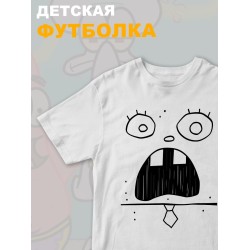Футболка с героем Губка Боб. Футболка детская с принтом Spongebob squarepants для мальчика и девочки. Одежда для детей и подростков стрит стайл кежуал.