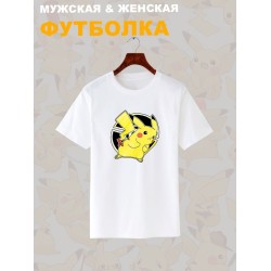 Футболка пикачу покемон покебол аниме Pokemon Pikachu с принтом pokeball anime merch style kawaii kawai, белая женская мужская, y2k андеграунд прикольная одежда кэжуал стритстайл, underground casual.