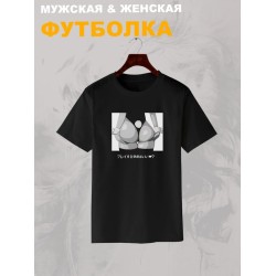 Футболка аниме тянка и кролик каваи с принтом тян rabbit anime girl hentai merch с японскими иероглифами kawaii kawai, черная женская мужская прикольная y2k андеграунд одежда кэжуал стритстайл casual