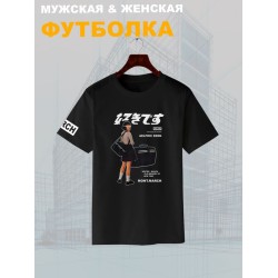 Футболка эстетика Japan с японскими иероглифами с принтом Япония в стиле ретро винтаж мода 80х и стиль 90 х aesthetic anime girl retro vintage, черная женская и мужская y2k одежда кэжуал стритстайл.