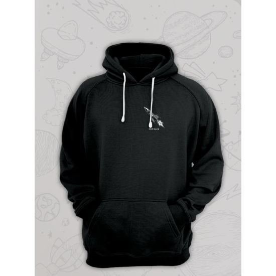 Худи парное для влюбленных на День святого Валентина с прикольной надписью "To the moon and back" черное мужское. Худи с принтом Ракета для пар и молодоженов на 14 февраля кэжуал.