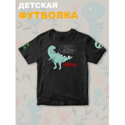 Футболка Динозавры с персонажем Dino и прикольной надписью Break the rules. Футболка детская с принтом динозаврик Дино для мальчика и девочки. Одежда для детей и подростков street style.