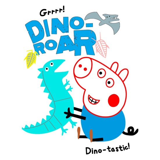 Футболка Свинка Пеппа Джордж с прикольной надписью dino roar. Футболка детская с принтом Peppa pig для мальчика и девочки. Одежда для детей и подростков стрит стайл кежуал.