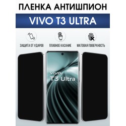 Защитная пленка на телефон Vivo T3 ultra антишпион. Полиуретановая бронепленка на экран смартфона Виво Т3 ультра.