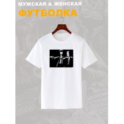 Футболка криминальное чтиво бивис и батхед прикол и эстетика с принтом pulp fiction beavis butthead aesthetic в стиле ретро, белая женская мужская прикольная y2k андеграунд одежда кэжуал underground.
