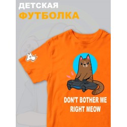 Футболка с котом геймером и надписью meow детская