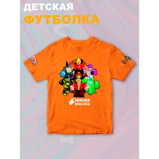 Футболка роблокс герои и roblox с принтом и надписью детская
