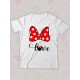 Парная футболка для двоих влюбленных на свадьбу " Минни Маус, Minnie Mouse" белая женская. Футболка с принтом для пар и для молодоженов.