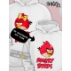 Худи парное для двоих влюбленных на свадьбу "Angry birds, злые птицы" белое мужское. Худи с принтом "Энгри Бердз, красная птичка" для пар и для молодоженов.