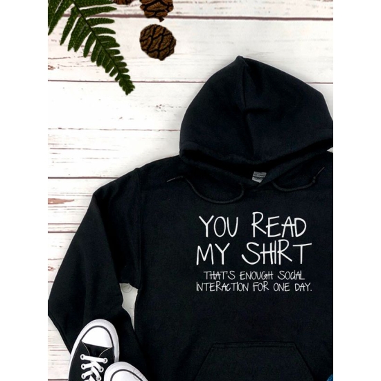 Худи унисекс с прикольной надписью "You read my shirt" оверсайз черное. Худи с принтом в стиле кэжуал.