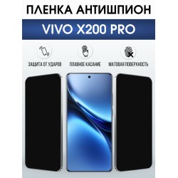 Защитная пленка на телефон Vivo X200 pro антишпион. Полиуретановая бронепленка на экран смартфона Виво икс 200 про.