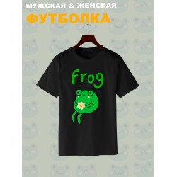 Футболка с лягушкой мем и прикол с принтом и рисунком каваи cute kawaii forg frog cake meme kawai, черная женская мужская, прикольная андеграунд одежда кэжуал стритстайл, y2k style underground casual.
