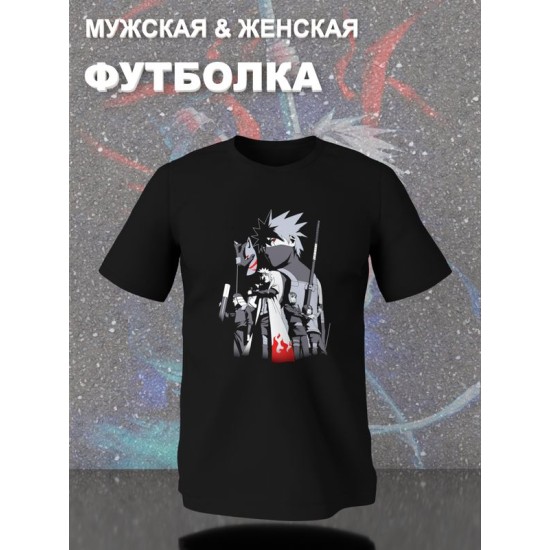 Футболка с Какаши аниме мерч ниндзя с принтом Kakashi Shippuden ninja Ripple Junction anime merch otaku, черная женская мужская, y2k андеграунд прикольная одежда кэжуал стритстайл, underground casual.